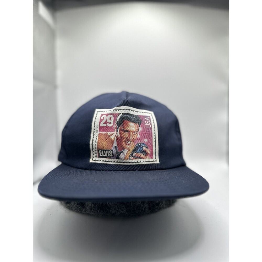 Vintage Elvis Presley Stamps Hat SnapBack 29cent USA Stamp Blue Great Shape